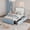 Blue, variant on Velvet Platform Bed Frame with Wave Shaped Headboard, RGB LED Lights, 2 Storage Drawers and Pull Out Trundle Bed