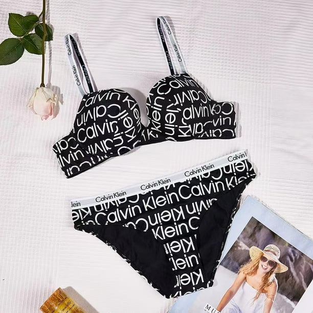 Victoria Secret Conjunto De Sujetador Push-up Para Mujer , Chapado En Diamantes De Imitación , Carta Sexy , Panty