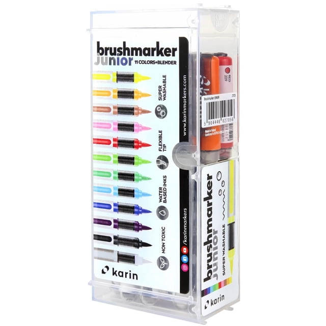 Marcadores Karin Brushmarker PRO Junior, set de 12 piezas a base de agua