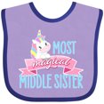 thumbnail image 3 of Inktastic Most Magical Middle Sister- Cute Unicorn Girls Baby Bib, 3 of 4