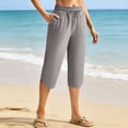 thumbnail image 2 of BUIGTTKLOP Women's Long Hiking Shorts with Zipper Pockets Lightweight Quick Dry Below The Knee Capris for Women, 2 of 6