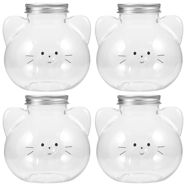 4pcs jugo botella de gato gato contenedores de contenedores jugo y bebidas botellas reutilizables bebidas reutilizables