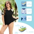 thumbnail image 5 of TIYOMI Plus Size Rash Guard Tops For Women Surfing Swim Shirts Black Floral Raglan Short Sleeve Pullover UPF 50+ Sun Swimsuit Tops XL 14W 16W, 5 of 6