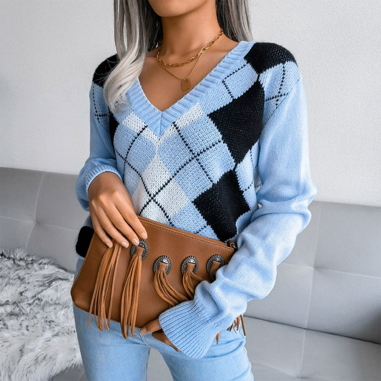 New for Fall! HIMIWAY Stay Cozy and Chic with Our Trendy Women's Sweater a  Musthave for Every Fashionista! Classic and Fashionable Women's Knit Top  Blue L 