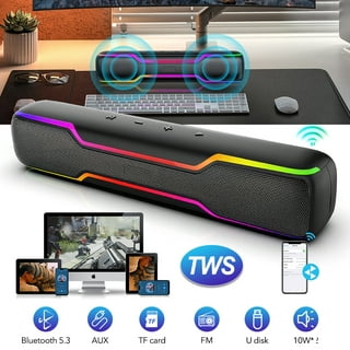 Gaming Computer Speaker, Colorful RGB Light, Dual Powerful 7W Drivers PC  Soundbar, Bluetooth 5.0 or 3.5mm AUX-in Connection, Computer Sound Bar for  Desktop PC Speakers for Laptop 