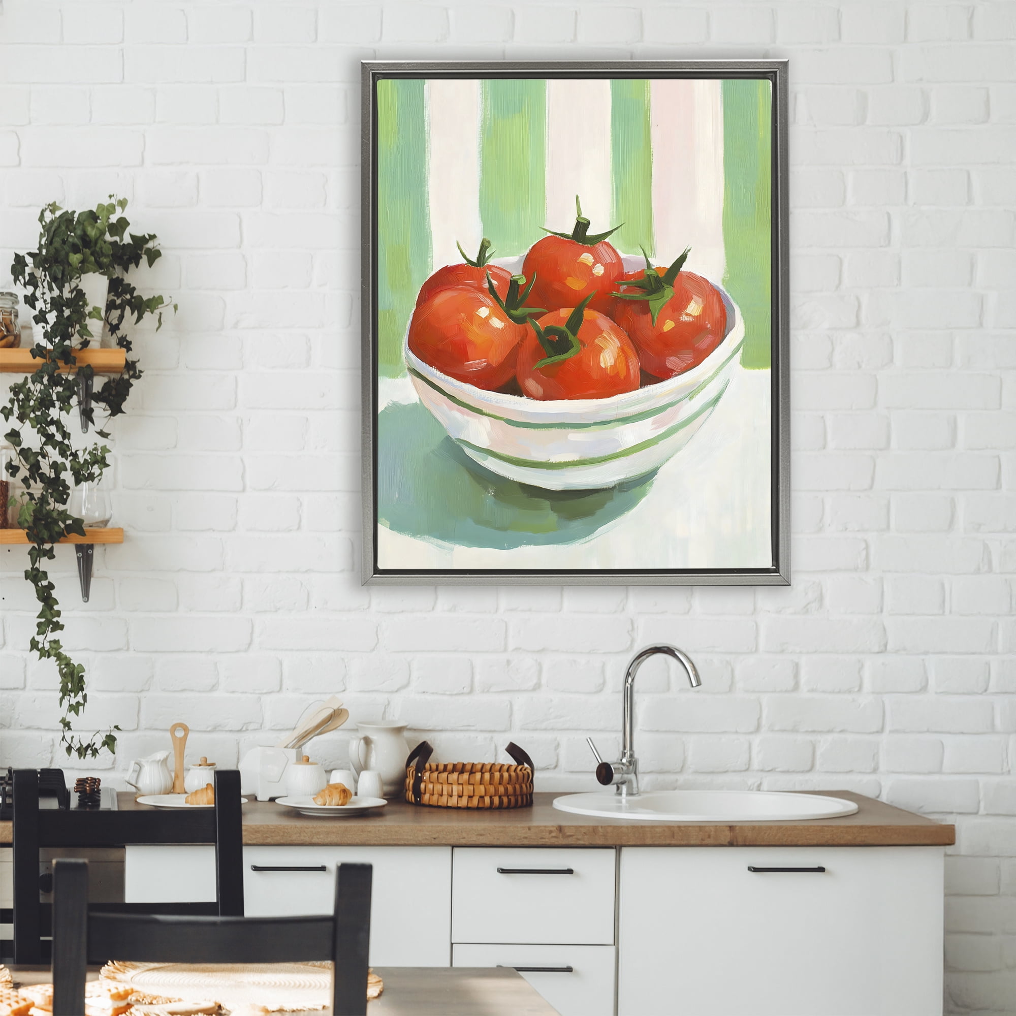 Stupell Industries Bowl of Fresh Tomatoes Gray Framed Floater Canvas Wall Art, design by The Prints Vibe