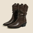 thumbnail image 2 of Slouchy Cowboy Boots for Women Pointed Toe Stacked Heel Winter Fall Wide Mid Calf Booties Western Cowgirl Boots, 2 of 6