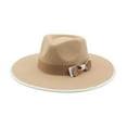 thumbnail image 2 of Sombrero de jazz para mujer, Fedora para adultos y niñas,Fiesta temática Festival Carnavales Versátil,Sombrero Fedora de ala grande de Caqui, 2 of 8