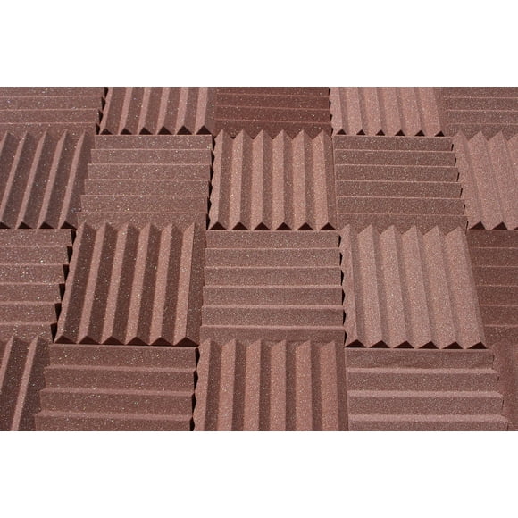 Soundproofing Acoustic Studio Foam - Brown Color - Wedge Style Panels 12”x12”x2” Tiles - 4 Pack