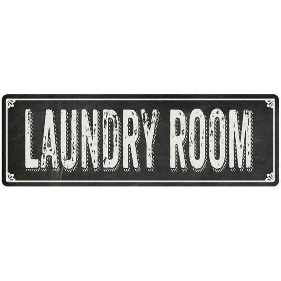 LAUNDRY ROOM Shabby Chic Black Chalkboard Metal Sign 6x18 Decor 106180050032