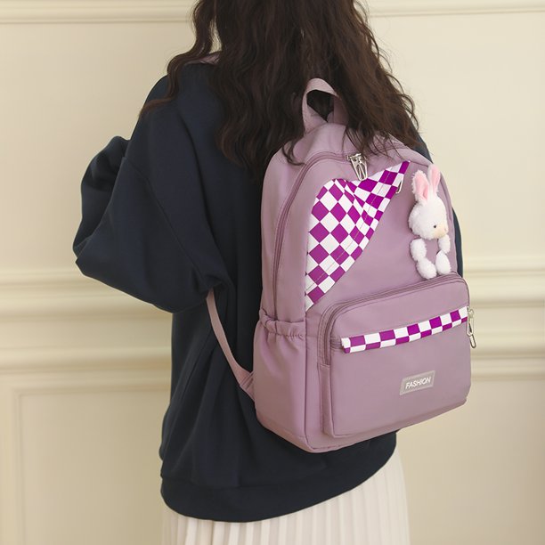 Mochila para niños Mochila grande para estudiantes Mochila con cremallera con colgante de animal lindo (Púrpura) FLhrweasw Nuevo