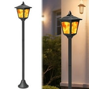 40" Solar Flame Flickering Lights Outdoor, LED Post Lamps IP65 Waterproof for Driveway & Garden
