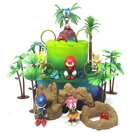 Sonic and Friends PresNok Deluxe Birthday Cake Topper Set with Figures and Accessories (Unique Design)