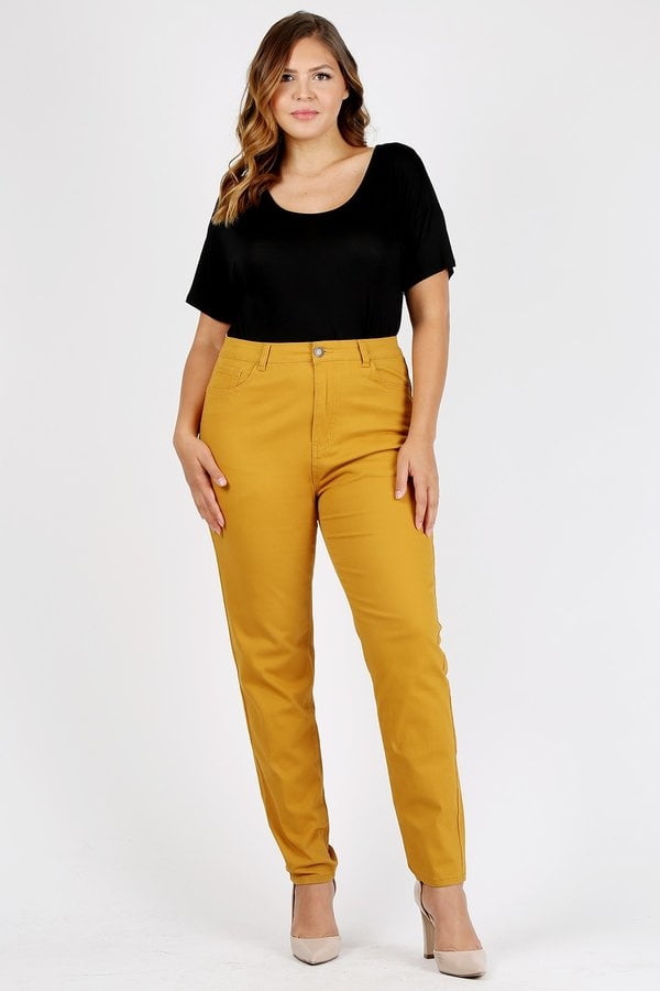 mustard colored plus size jeans