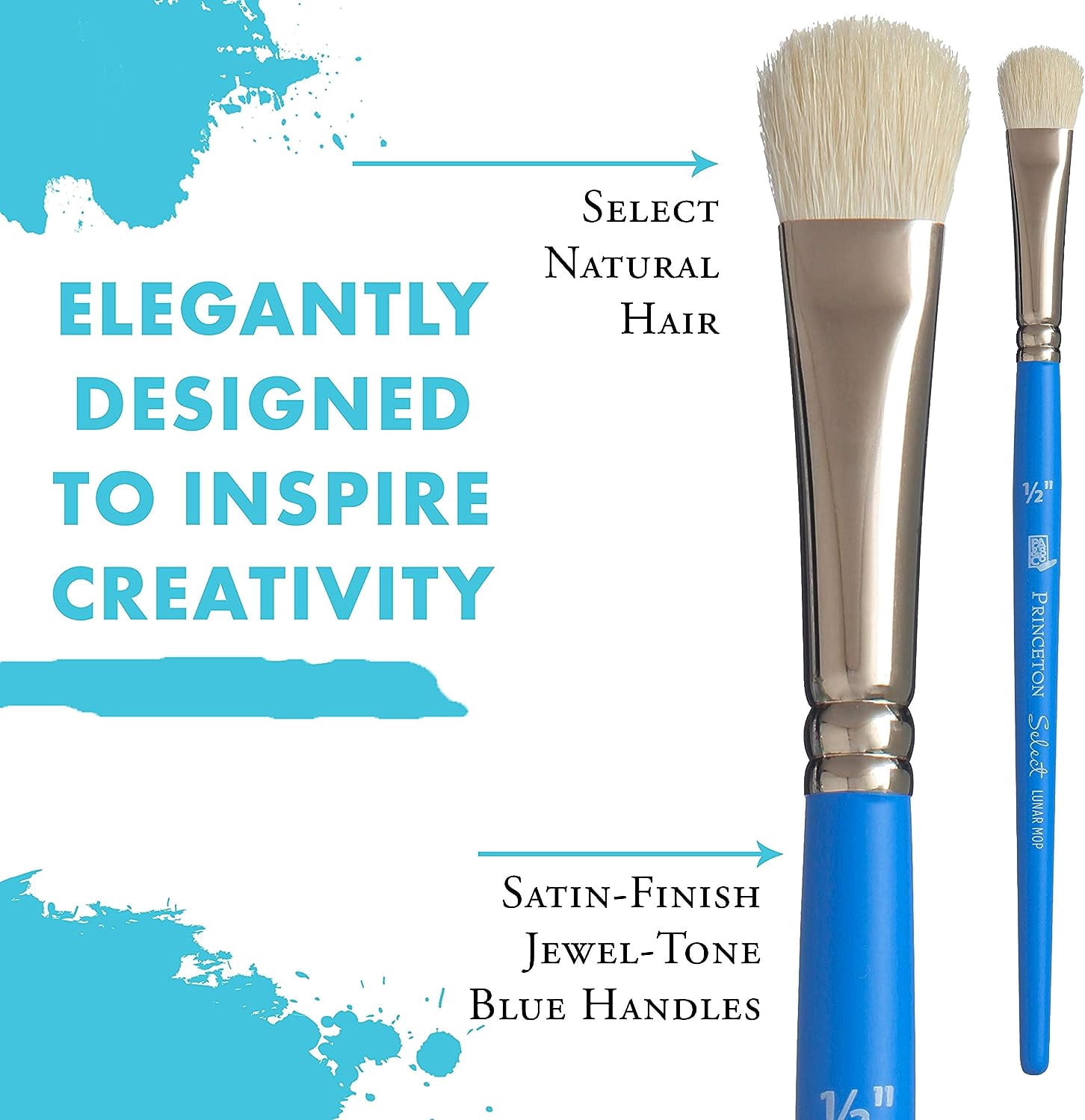 JJEAN-Select Artiste, Series 3750, Paint Brush for Acrylic, Watercolor and Oil, Lunar Mop, 1/2 Inch