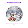 thumbnail image 5 of Hello Winter Corgi Football Snowman Welcome Snowy Morning Ceramic Round Ornament Welsh Corgi Dog Lover Gifts Idea Home Tree Decor - 01012, 5 of 5