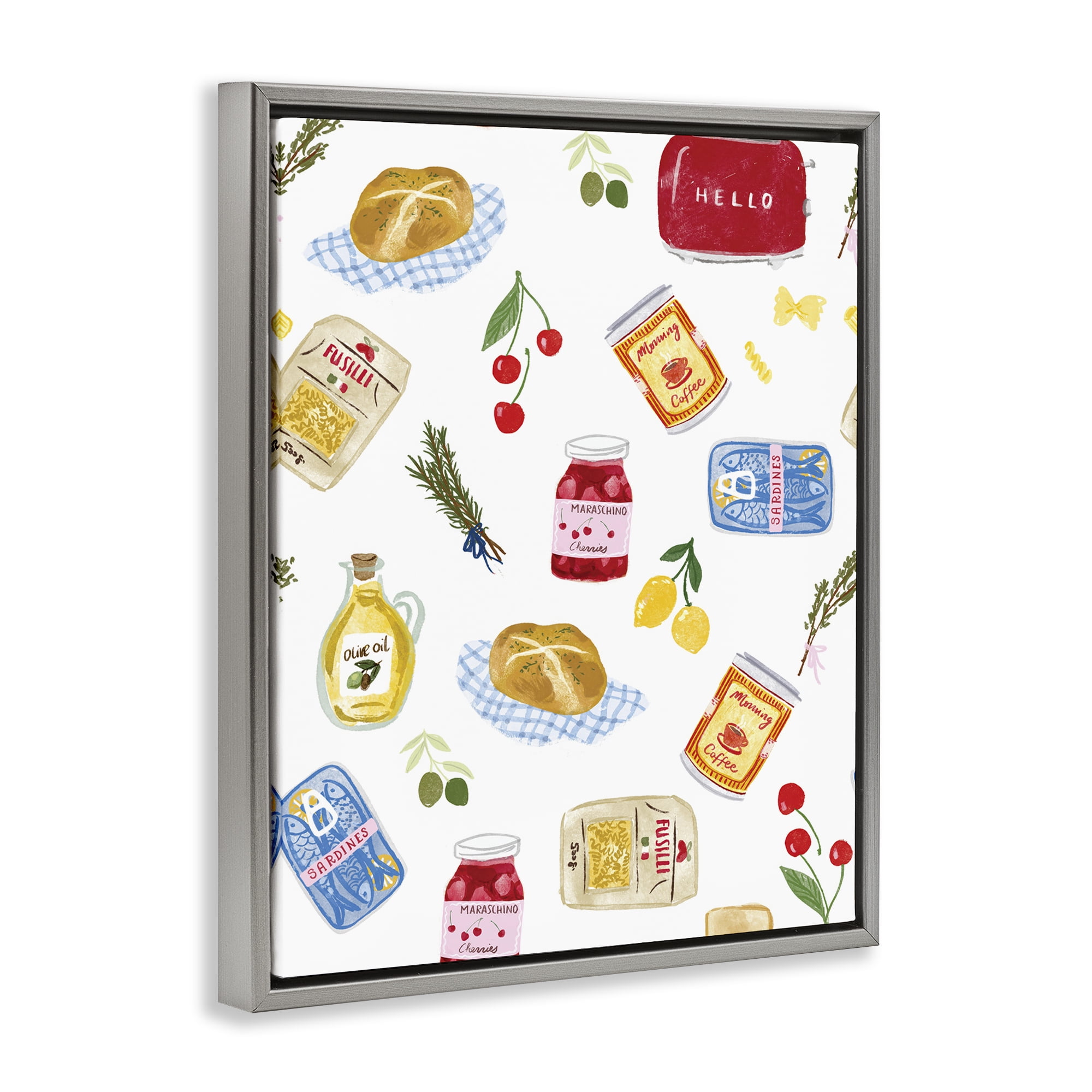 Stupell Industries Delicate Kitchen Delights Food & Beverage Painting Gray Floater Framed Canvas Art Print Wall Art, 25 x 31