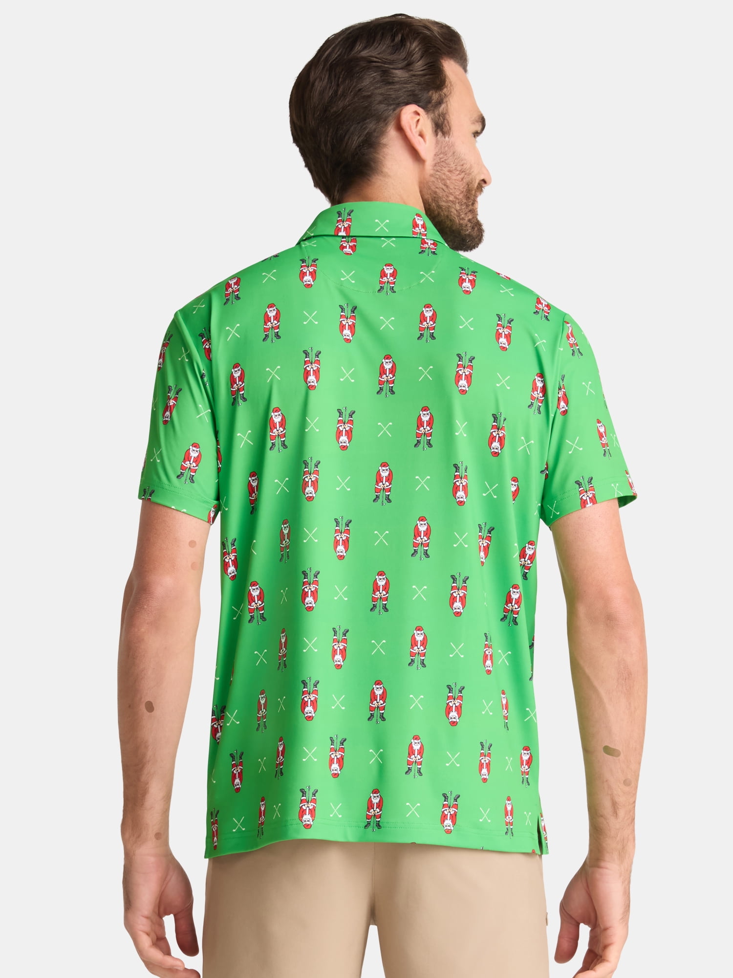 Birdie Bound Men's and Big Men's Santa Golfing Polo, Sizes S to 5XL
