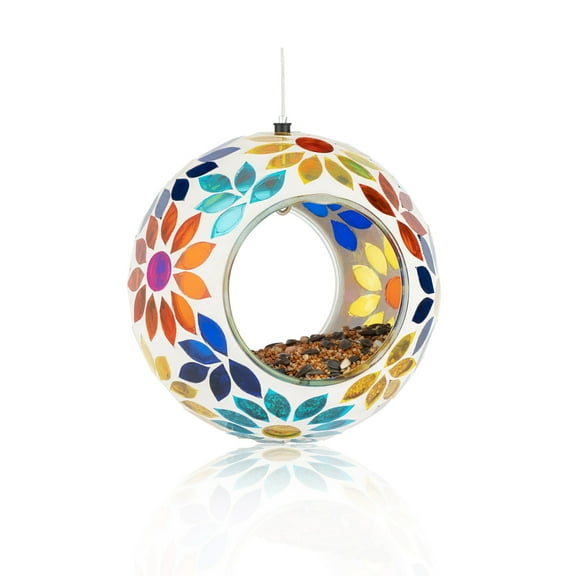Hanging Glass Bird Feeder - Multicolor