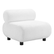 Rahat Accent Chair White Accent Chair, Modern Style, Velveteen strips corduroy fabric, Rubberwood, Indoor Living