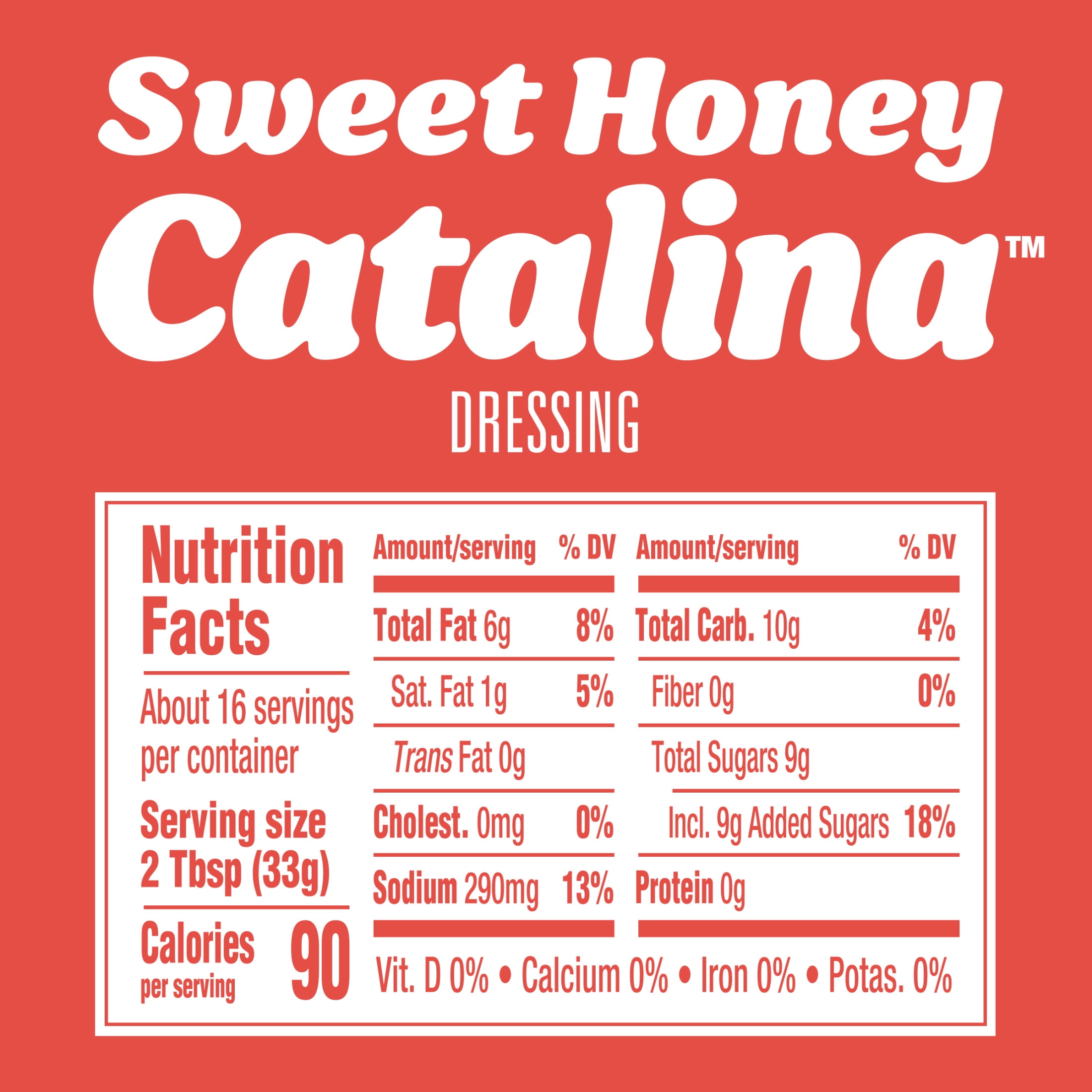 (4 pack) Kraft Sweet Honey Catalina Dressing, 16 fl oz Bottle