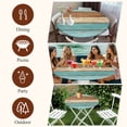 thumbnail image 7 of Farmhouse Aqua Brown Round Tablecloth, Fitted Table Cover with Elastic for 36"-44" Round Tables, Vintage Wooden Striped Table Cloth Outdoor Indoor Dinning Party Waterproof Tablecloths, 7 of 7
