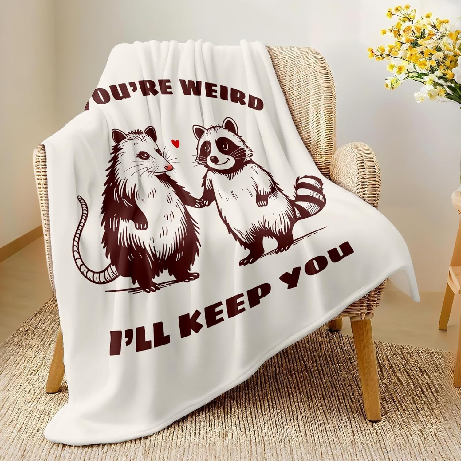 Best Friend Birthday Gifts for Women Friendship, Friendship Gifts for Best Friend Women, Cozy Best Friends Throw Blanket, Cute Raccoon and Opossum Blanket