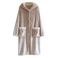 thumbnail image 2 of FDGIU Long Fluffy Bathrobe for Women, Plush Sleepwear Robe, Warm & Cozy Long Sleeve Nightgown Loungewear, 2 of 7