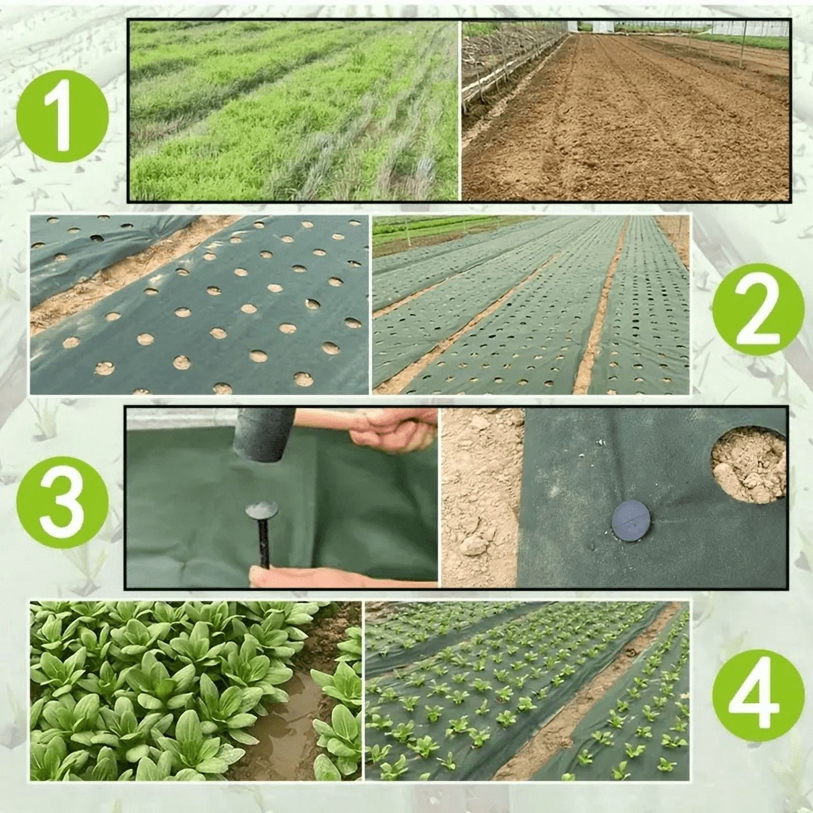 Green Black Double-Sided Non-Woven Weed Barrier Fabric With Punched Holes, Permeable Breathable Landscape Fabric For Garden Ground Cover Weed Mat, 1 Roll 0.6/0.8/1x6.1m