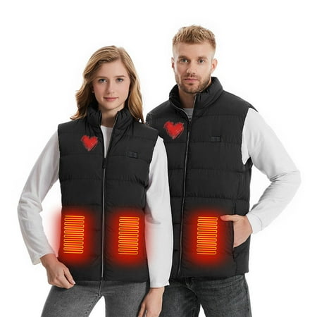 guisaled Lightweight Heated Jacket Mens Windproof Electric Rechargeable Heating Vest Outdoor Soft Shell Full Zip Puffer Vests Clearance $5