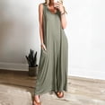 thumbnail image 2 of Women's Sleeveless V Neck Wide Leg Jumpsuit Casual Loose Pocket Maxi Romper, 2 of 5
