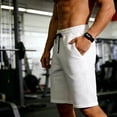 thumbnail image 3 of EOYWHK Khaki Shorts Men with Pockets Elastic Waist Drawstring Mens Khaki Shorts Soft Lightweight Breathable for Running Jogging Outdoor White, Size M, 3 of 8