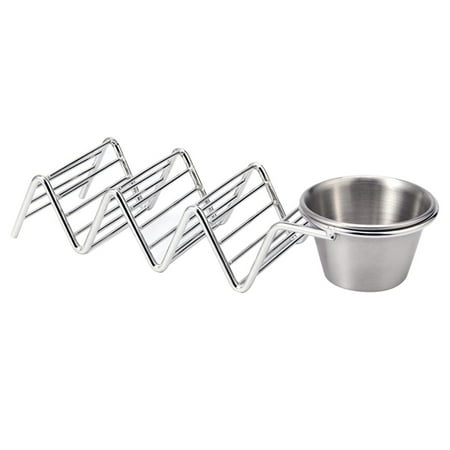 

2 Pcs Creative Taco Holder 304 Stainless Steel Mexican Pancake Rack Tray Taco Rack for 3 or Hard Taco Shells (Silver)