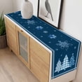 thumbnail image 4 of Blue Christmas Trees Table Runner 70 Inches Long Farmhouse Dress Scarves, Navy Winter Snowflakes Retro Plaid Dining Tablerunner for Coffee Table/Kitchen Island/Party Décor, 13" x 70", 4 of 8