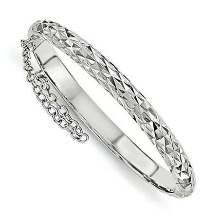 Sterling Silver 5.5in Just Like Mommy Diamond Cut w/Safety Hinged Child's Bangle Bracelet