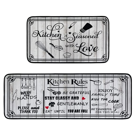 Juego de alfombras de cocina Voanos, antideslizantes, lavables, 2 piezas, color blanco