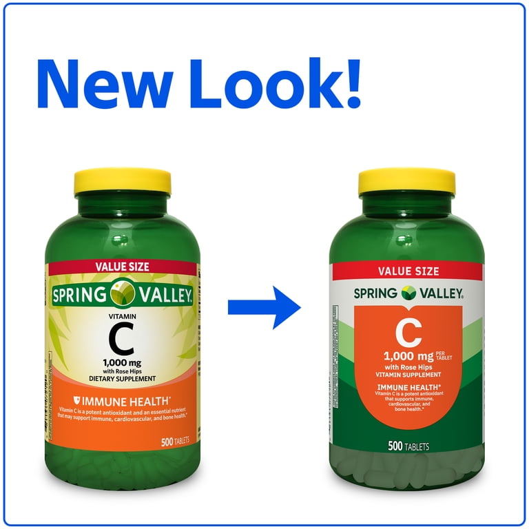 Spring Valley Vitamin C with Rose Hips, 1000 mg, 500 Count