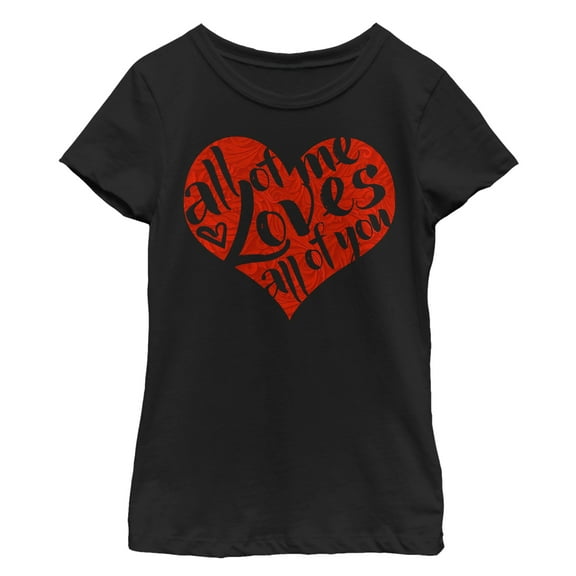 Girl's Lost Gods Valentine's Day All of Me Loves All of You Graphic Tee Black Large