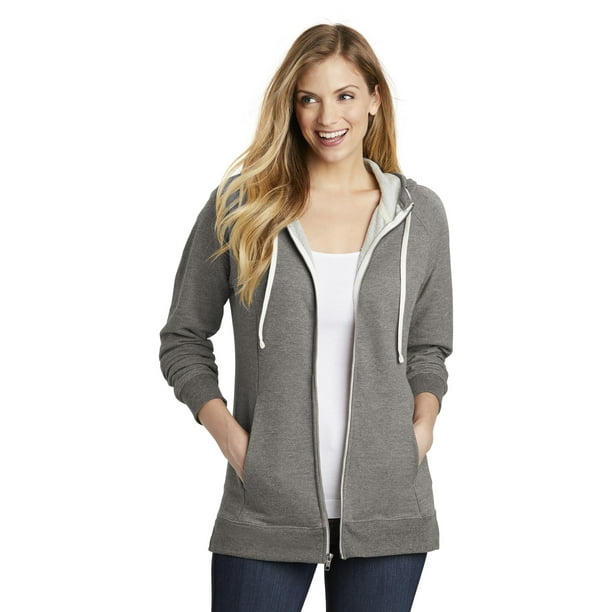 District - District Adult Female Women Plain Long Sleeves Hoodie Grey