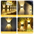 thumbnail image 4 of MUCH Solar Fence Lights, Outdoor 3000K Up & Down Wall Lights,IP65 Waterproof 4 LED Dusk to Dawn Deck Lighting, Solar Lights for Outside/Backyard/Pool/Railing/Patio/Porch/Step, 4 of 13