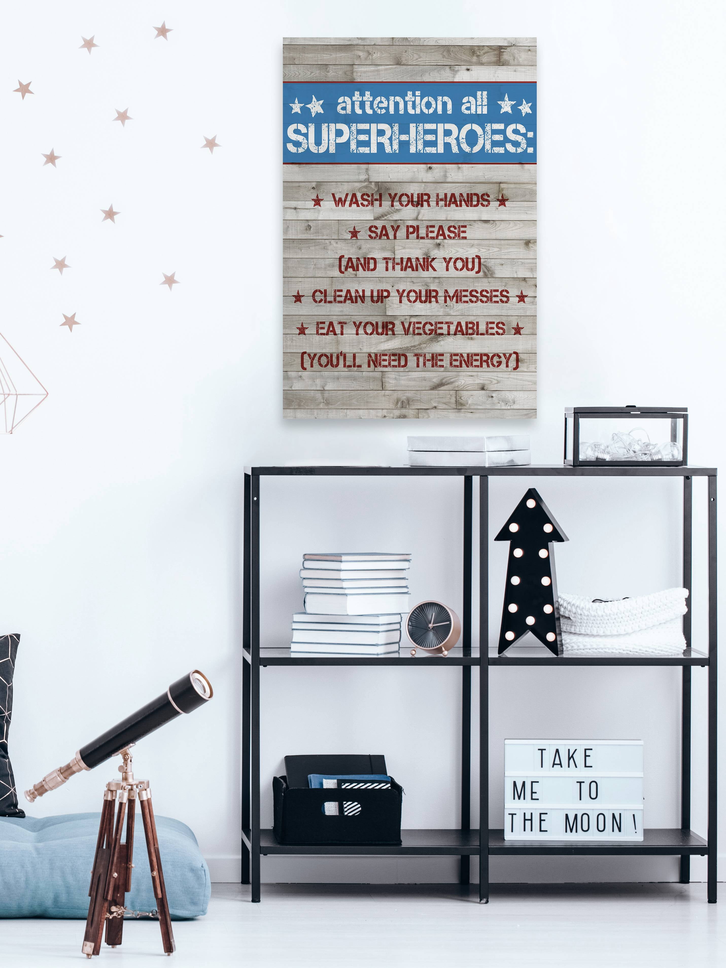 Marmont Hill Wooden Superhero House Rules Canvas Wall Art