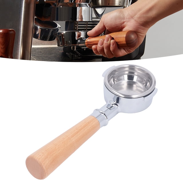 Porte-filtre à Café Sans Fond 58mm avec Écran à une Seule Couche, Poignée en Bois pour Expobar, Rancilio