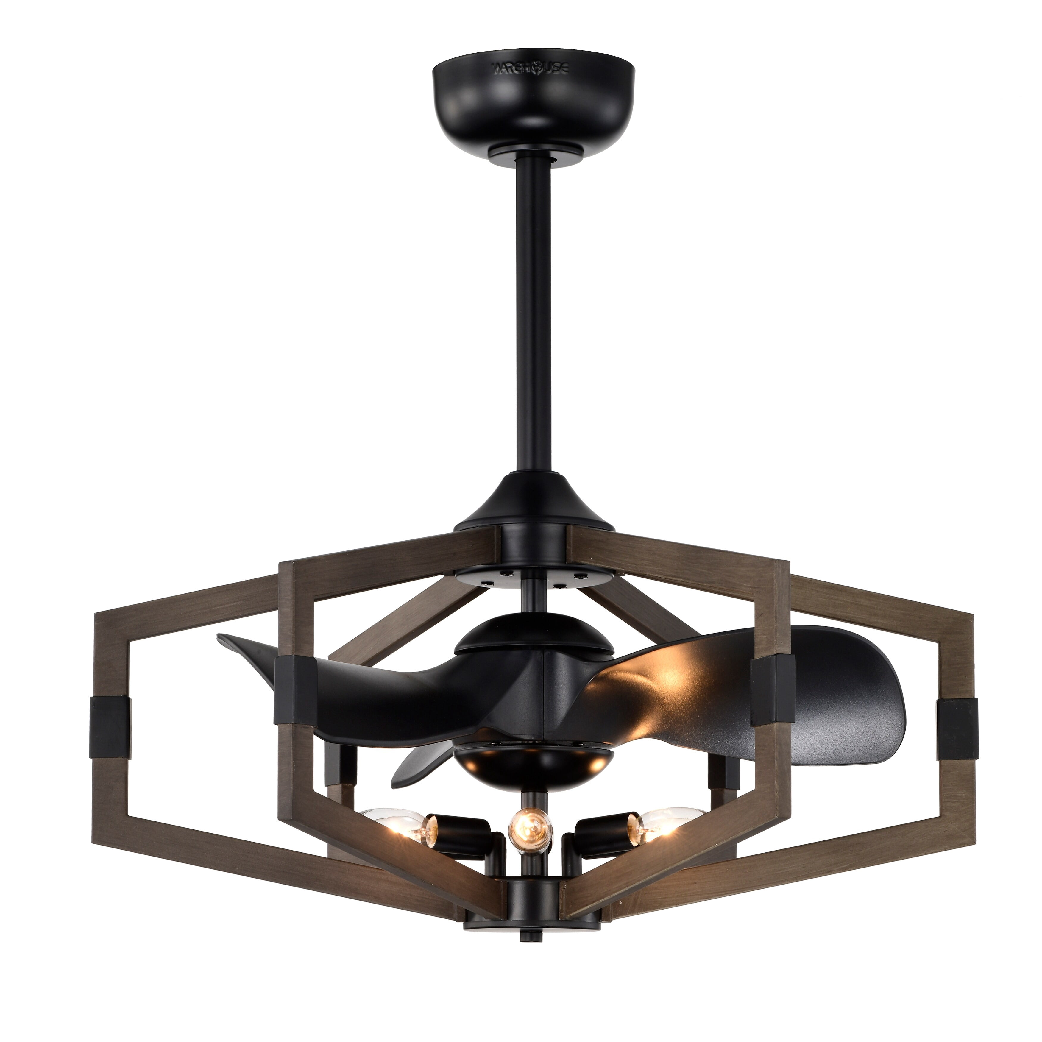 Nicklas 26 in. Indoor Black Finish Ceiling Fan with Light Kit and Remote