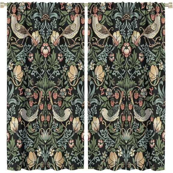 William Morris Curtains, Botanical Art Windows Curtains Floral Patterns Vintage Floral Patterns Window Treatments for Living Room Bedroom,Boho Chic Herbs Plant Print Drapes,42x54 Inch