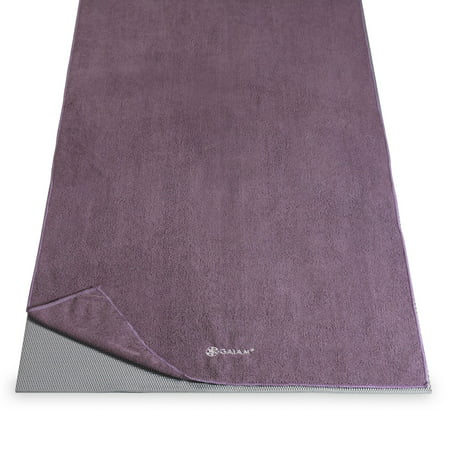 Gaiam Thirsty Yoga Mat Towel - Smokey Purple (Best Yoga Mat Towel)