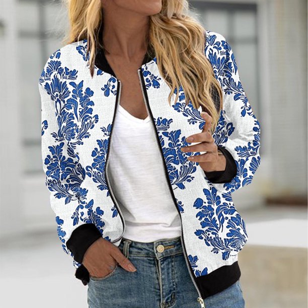 Abrigo informal de manga larga sin capucha y chaquetas para mujer, abrigo informal con cremallera y bolsillo estampado, abrigo holgado de manga larga de poliéster.