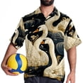 thumbnail image 4 of Swan Men's Button Down Spread Collar Casual Printed Short Sleeve Summer Beach Unisex Shirts, 4 of 6