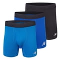 thumbnail image 1 of New Balance Men's 6" Boxer Brief Fly Front with Pouch, 3-Pack,Black/Laser Blue/Team Royal, Small (29"-31"), 1 of 5
