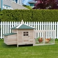 thumbnail image 2 of Spaco 77inch Wooden Chicken Coop with Nesting Box, Cute Outdoor Hen House with Removable Tray, Ramp Run, for Garden Backyard, Brown, 2 of 11