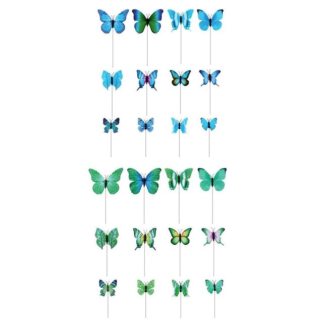 24 piezas jardín jardín maceta mariposa estacas césped decoración